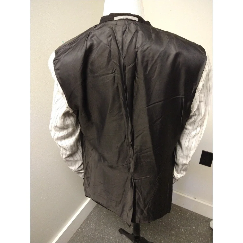 Hickey Freeman Mens Black Pinstripe Worsted Wool Sport Coat Blazer 42L Jacket